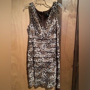 New Directions Ruffled Leopard print Dress